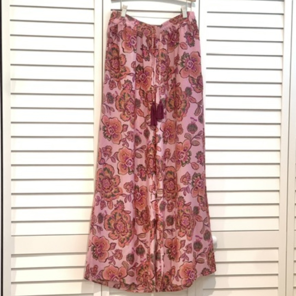 Drawstring Waist Wide Leg Pants